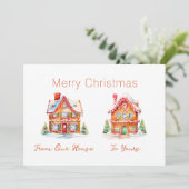 Gingerbread "Van Ons Huis" Kerst Kaart (Staand voorkant)