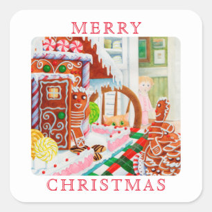 GINGERBREAD VERASSING Kleine Vierkante Envelope Ze Sticker
