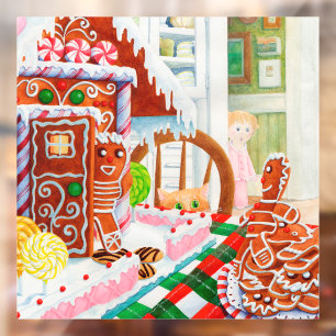 GINGERBREAD VERASSING Vierkant Raam Sticker Decal