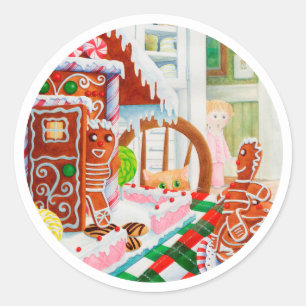 GINGERBREAD VERRASSEN Grote ronde Stickers