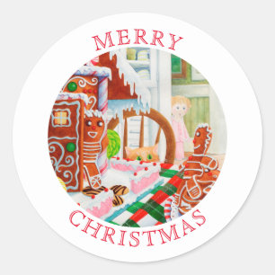 GINGERBREAD VERRASSEN Kleine ronde envelop afdicht Sticker