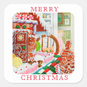 GINGERBREAD VERRASSING Grote Vierkante Envelope Se Sticker