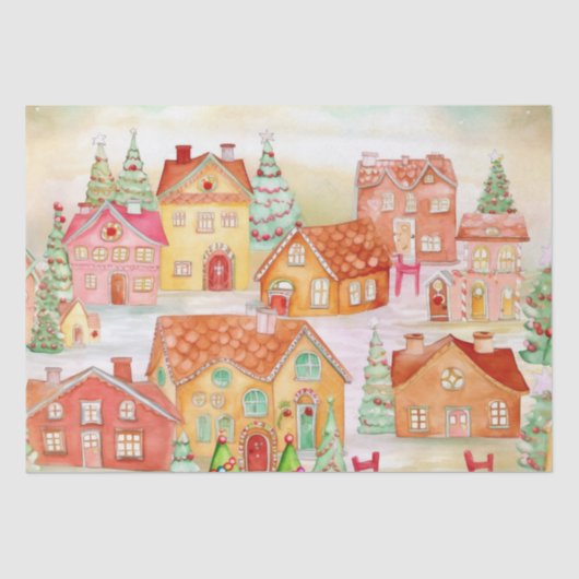 Gingerbread Village Kerst Tissue Paper Tissuepapier (Voorkant)