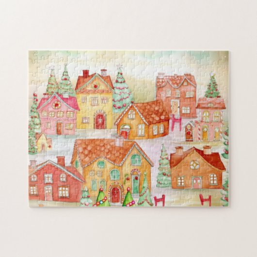 Gingerbread Village Kerstmis Legpuzzel (Horizontaal)