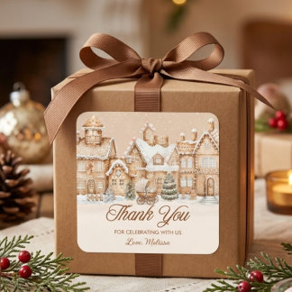 Gingerbread Village Winter Dank Je Wel Baby Shower Vierkante Sticker