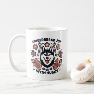 Gingerbread Vreugde met Husky Hond Minimalistische Koffiemok