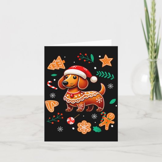 Gingerbread Weiner Dog Lover Dachshund Christmas C Kaart (Voorkant)