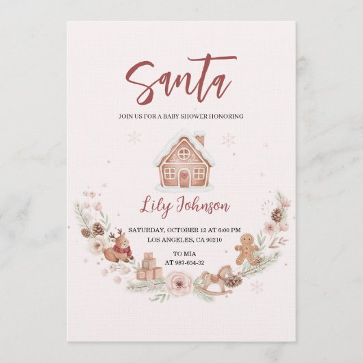 Gingerbread Winter Baby Shower Kaart (Voorkant)