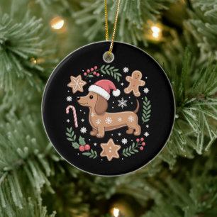Gingerbread worstelaar hond liefhebber Dachshund K Keramisch Ornament