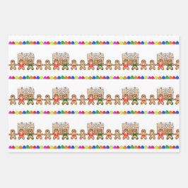 Gingerbread Wrapping Paper Flat Sheet Set van 3