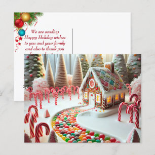 Gingerbreadhuis Met Suikerstokken Briefkaart