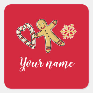 Gingerbreadman Love Vierkante Sticker
