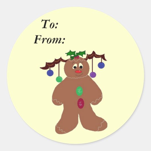 Gingerbreadman uit ronde sticker (Voorkant)