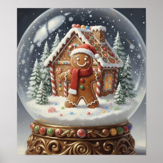 GingerBreadManSnowGlobe Poster (Voorkant)