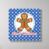 Gingerbrood - Blauw Snowflakes Patroon - Merry Xma Canvas Afdruk (Voorkant)