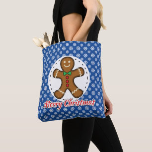 Gingerbrood - Blauw Snowflakes Patroon - Merry Xma Draagtas