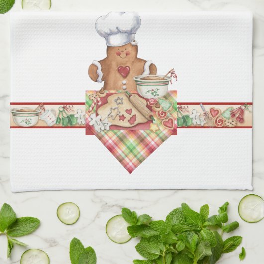 Gingerbrood Cookie Baker Chef Kitchen Towel Theedoek (Gevouwen)