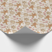 Gingerbrood Cookie Kerstmis Cadeaupapier (Hoek)