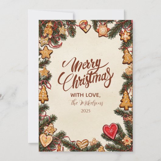 Gingerbrood Cookie Kerstmis Feestdagenkaart (Voorkant)