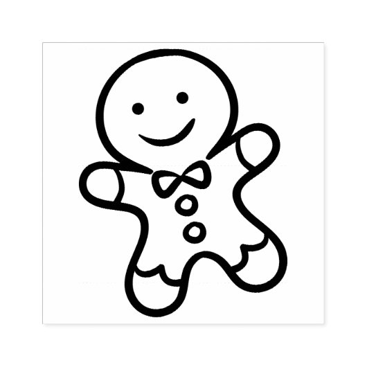 Gingerbrood Cookie Man Kerstmis Rubber Stempel (Afrduk)