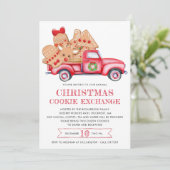 Gingerbrood Cookie Red Truck Cookie Exchange Kaart (Staand voorkant)