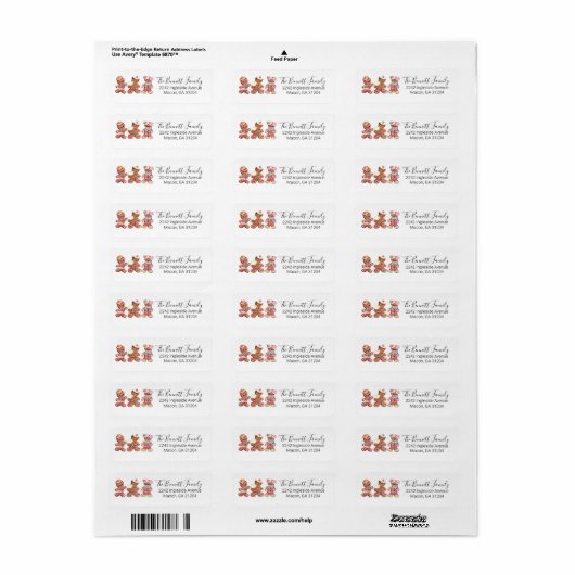  Gingerbrood Cookie Return Address Labels (Full Sheet)