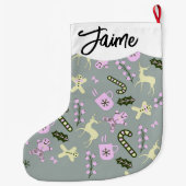 Gingerbrood Deer Candycane Greenery Kerstmis Grote Kerstsok (Achterkant)