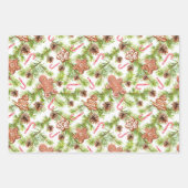 Gingerbrood en Candy Cane Stripe 3-coördinaten Inpakpapier Vel (Voorkant)