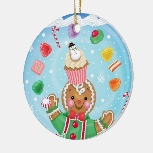 Gingerbrood en Snoep sierbloem Keramisch Ornament (Links)