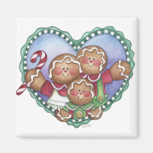Gingerbrood Familie Heart Magnet Magneet