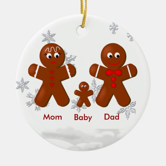 Gingerbrood Familie van drie kerstsieraden Keramisch Ornament (Voorkant)