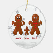 Gingerbrood Familie van drie kerstsieraden Keramisch Ornament (Links)