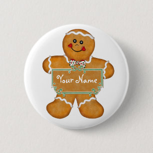 Gingerbrood Fun Ronde Button 5,7 Cm