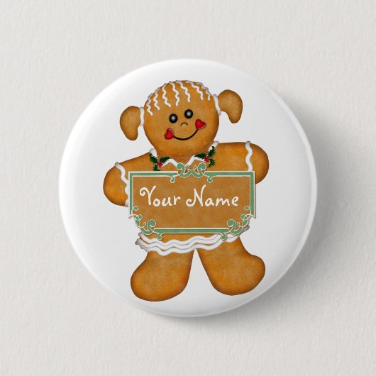 Gingerbrood Fun Ronde Button 5,7 Cm (Voorkant)