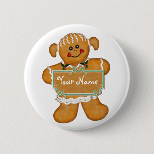 Gingerbrood Fun Ronde Button 5,7 Cm