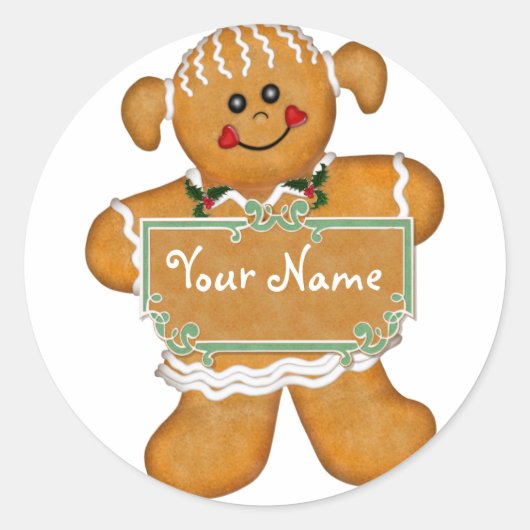 Gingerbrood Fun Ronde Sticker (Voorkant)