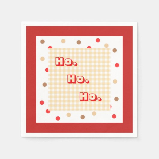 Gingerbrood Gingham en Stippen Napkins Servetten (Voorkant)