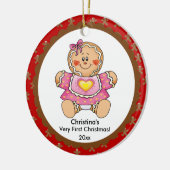 Gingerbrood Girl Baby's Eerste kerstversiering Keramisch Ornament (Links)