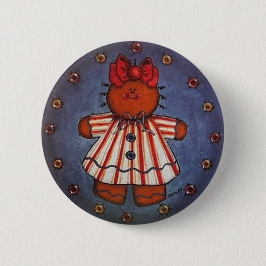 Gingerbrood Girl Button Pin (Voorkant)