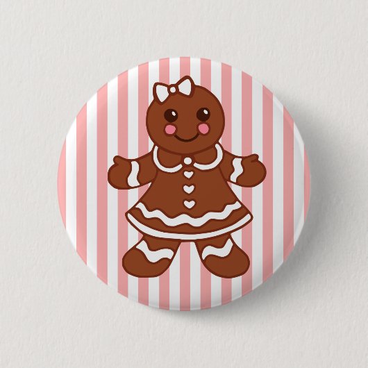 Gingerbrood Girl-Button Ronde Button 5,7 Cm (Voorkant)