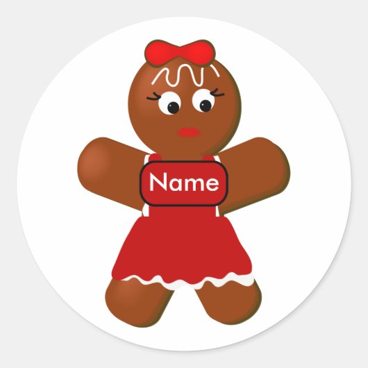 Gingerbrood Girl Cookie Sticker (Voorkant)