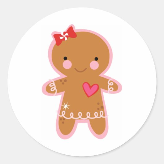 Gingerbrood Girl Ronde Sticker (Voorkant)