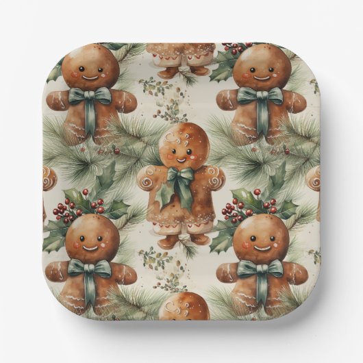 Gingerbrood Holiday Papieren Bordje (Voorkant)