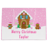 Gingerbrood House Bright Pink Merry Kerstry Groot Cadeauzakje (Voorkant)