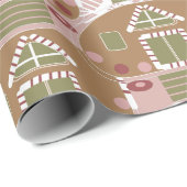 Gingerbrood House Camper Pink Snowflakes Cadeaupapier (Rol Hoek)