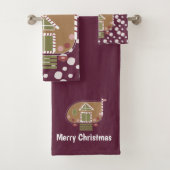 Gingerbrood House Camper Wine Bath Towel Set Bad Handdoek (Insitu)