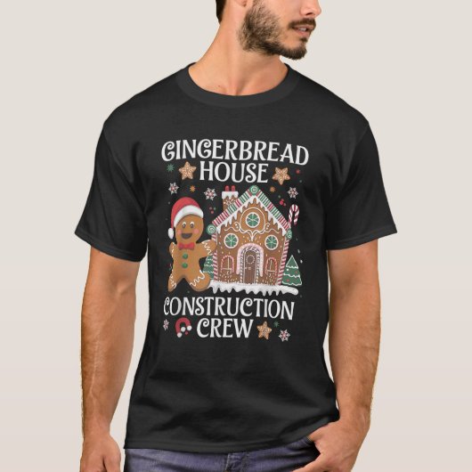 Gingerbrood House Construction Crew Decorting Bak T-shirt (Voorkant)