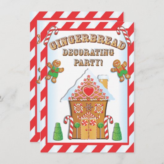 Gingerbrood House Decorating Party Uitnodigingen (Voorkant / Achterkant)