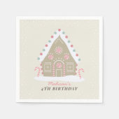 Gingerbrood House Decorting Birthday Beige Servet (Voorkant)