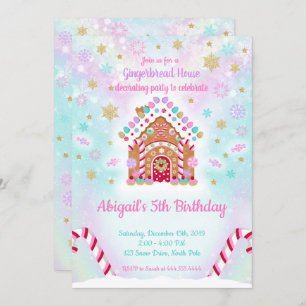 Gingerbrood House Decorting Birthday Invitation Kaart
